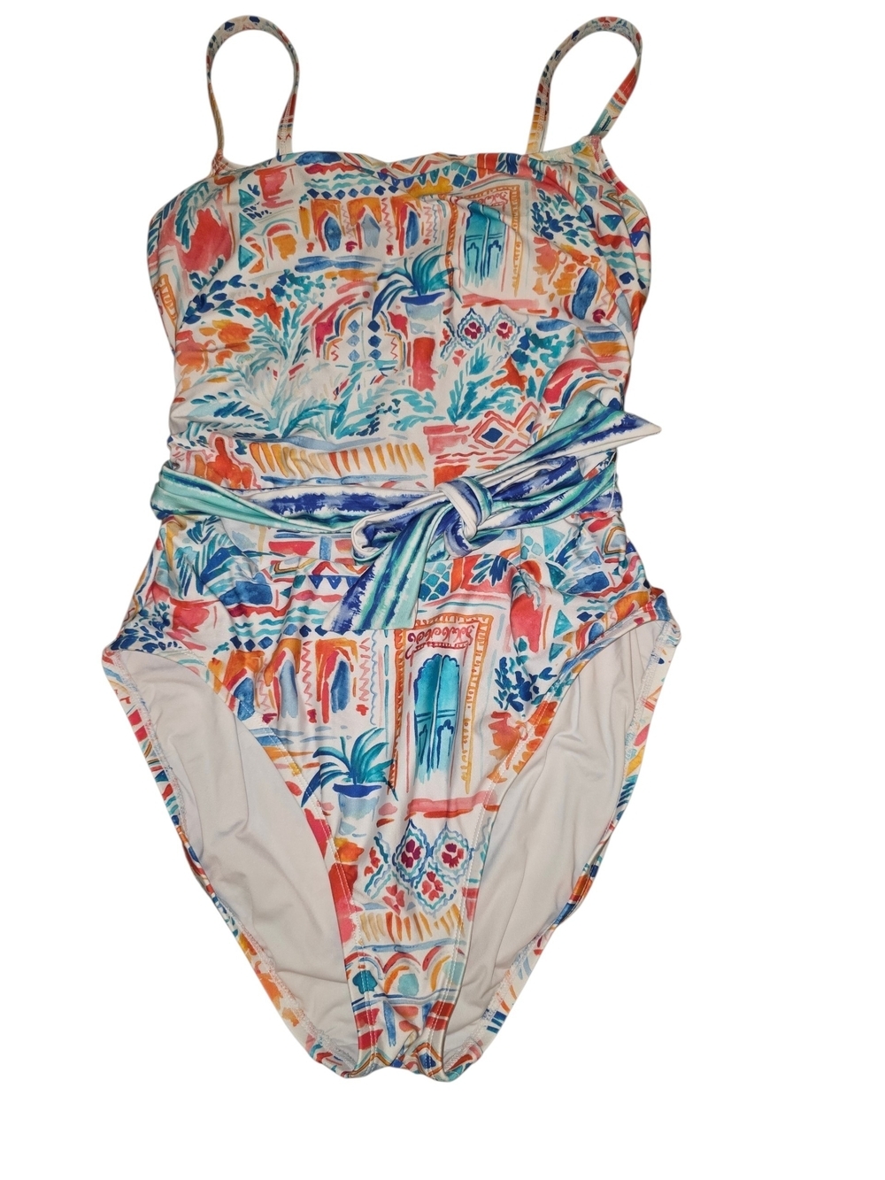 La Blanca Multicolor Printed One-Piece Swimsuit with Tie Waist - Picture 2 of 7